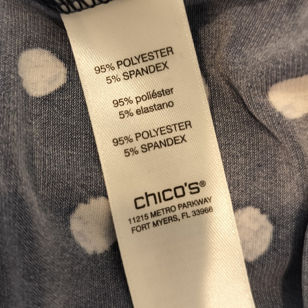 Chico's Shift Dress Womens 2 / Large Polka Dot Jersey Knit Sleeveless Navy Blue - Picture 8 of 8